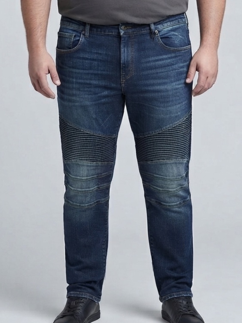 NWT PARASUCO Mike Medium Rise Slim Dark Blue Moto Jeans 42W x34
